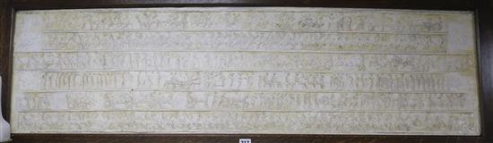 John Henning (1771-1851). A rare plaster replica of the Parthenon Frieze, 15 x 53in. in an old oak frame